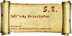 Sárdy Krisztofer névjegykártya